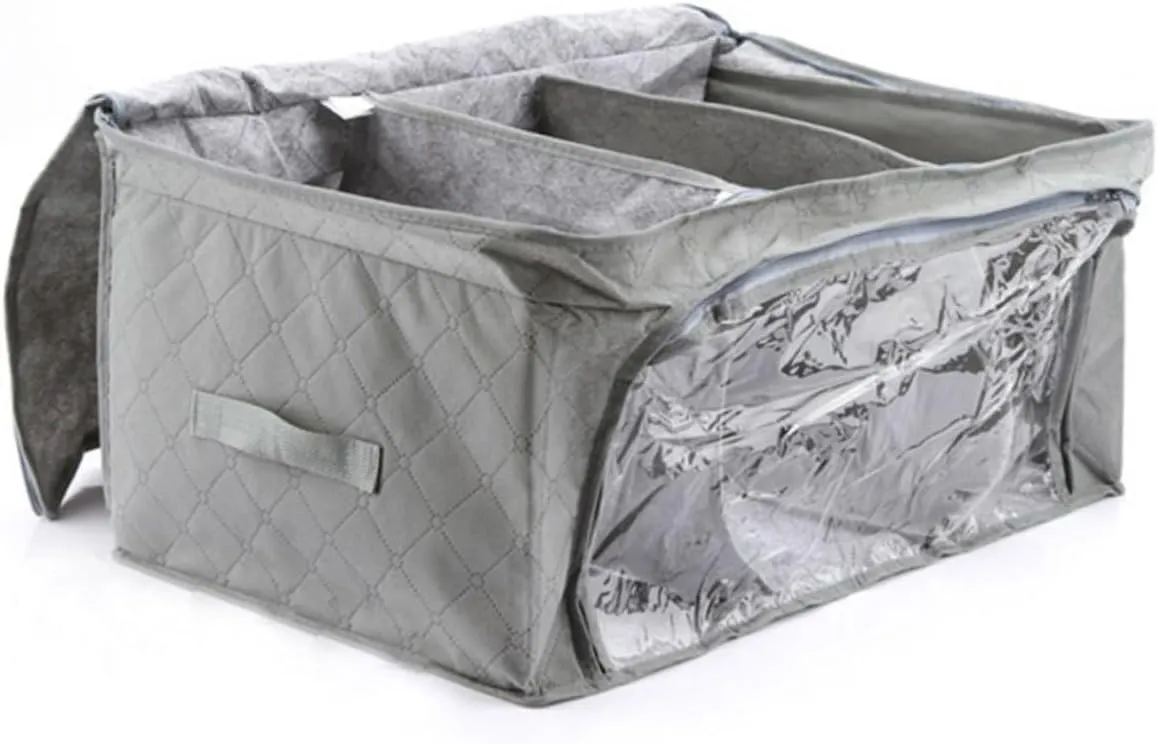 Storage Box Lids Control Zipper Closure Compact for Quilt Garment Blankets Grey