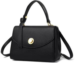 Stylish White Leather Top Handle Flap Purse for Women - Versatile Satchel Handbag, Shoulder & Crossbody Bag
