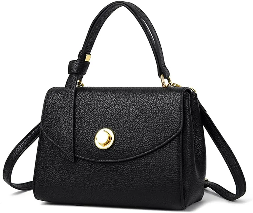 Stylish White Leather Top Handle Flap Purse for Women - Versatile Satchel Handbag, Shoulder & Crossbody Bag