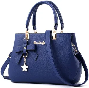 Stylish Womens PU Leather Top Handle Satchel Handbag with Bow Pendant - Versatile Zipper Tote & Crossbody Bag in Green