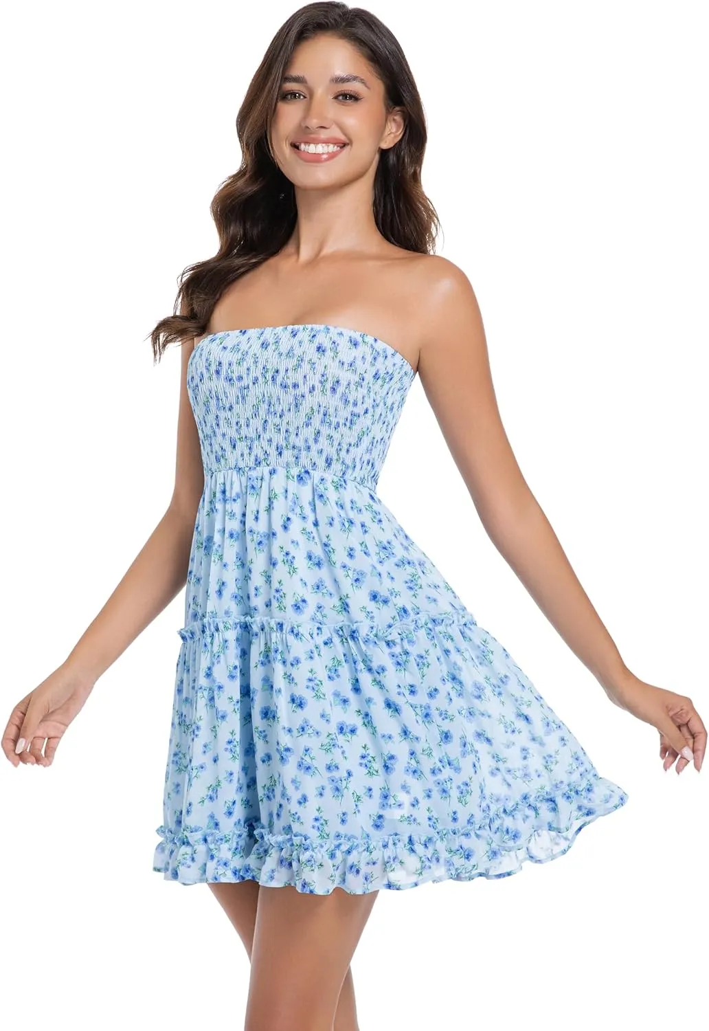 Summer Dresses for Women Strapless Tube Top Mini Dresses Beach Boho Sundress 2025