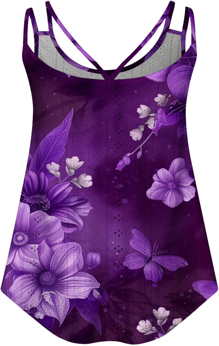 Summer Tops for Women 2025 Eyelet Embroidery Tank Tops Sleeveless Spaghetti Strap Scoop Neck Beach Vacation Clothes