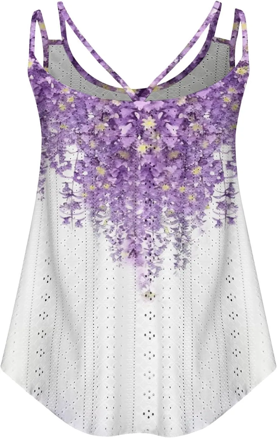 Summer Tops for Women 2025 Eyelet Embroidery Tank Tops Sleeveless Spaghetti Strap Scoop Neck Beach Vacation Clothes