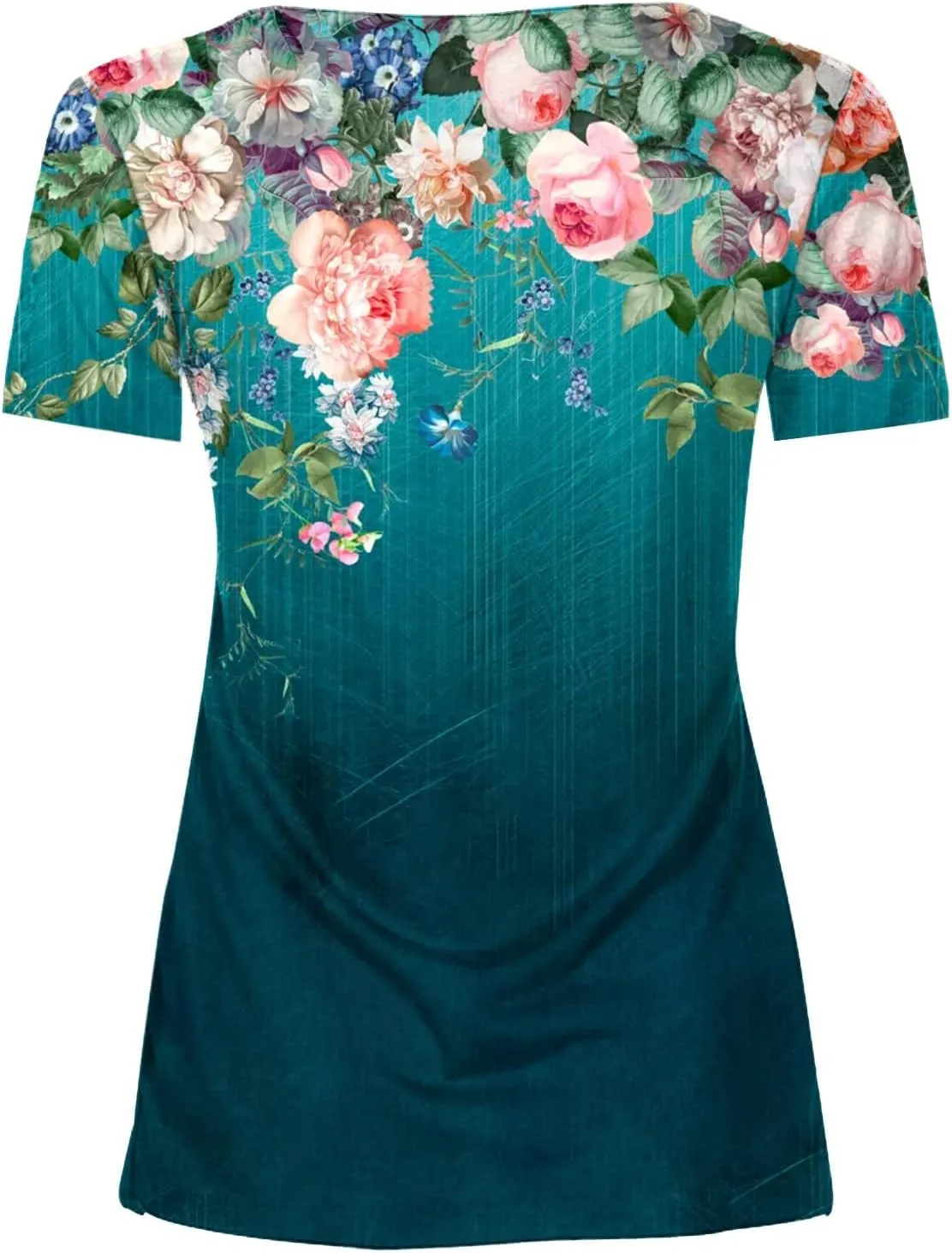 Summer Tops for Women 2025 Trendy Boho Floral Print Tunic Shirts Short Sleeve Button V Neck Tshirt Casual Blouse