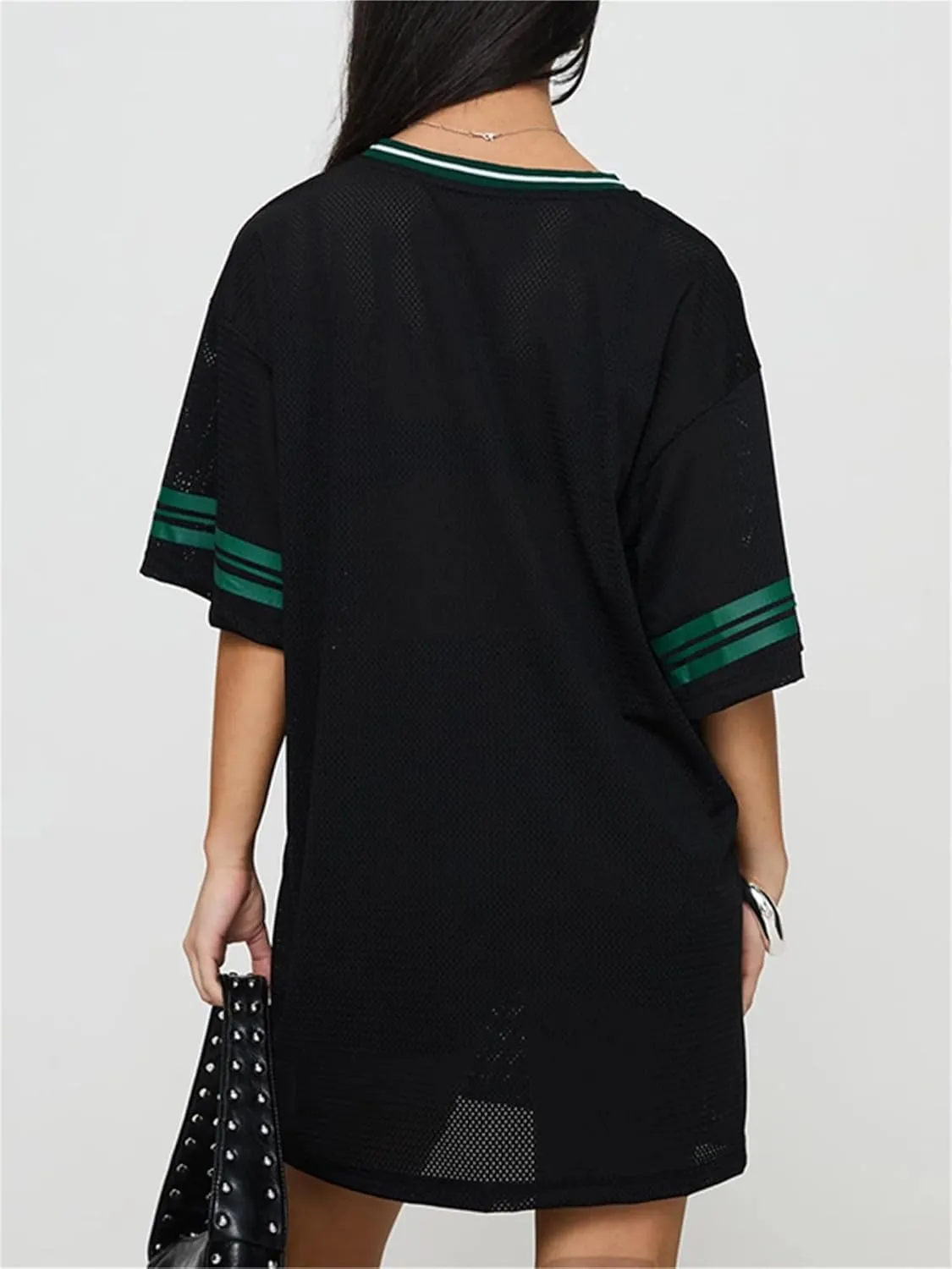 Sunloudy Oversized Jersey Shirts for Women Number Graphic Baggy Tees 90s V Neck Half Sleeve T-Shirts Streetwear Clothes