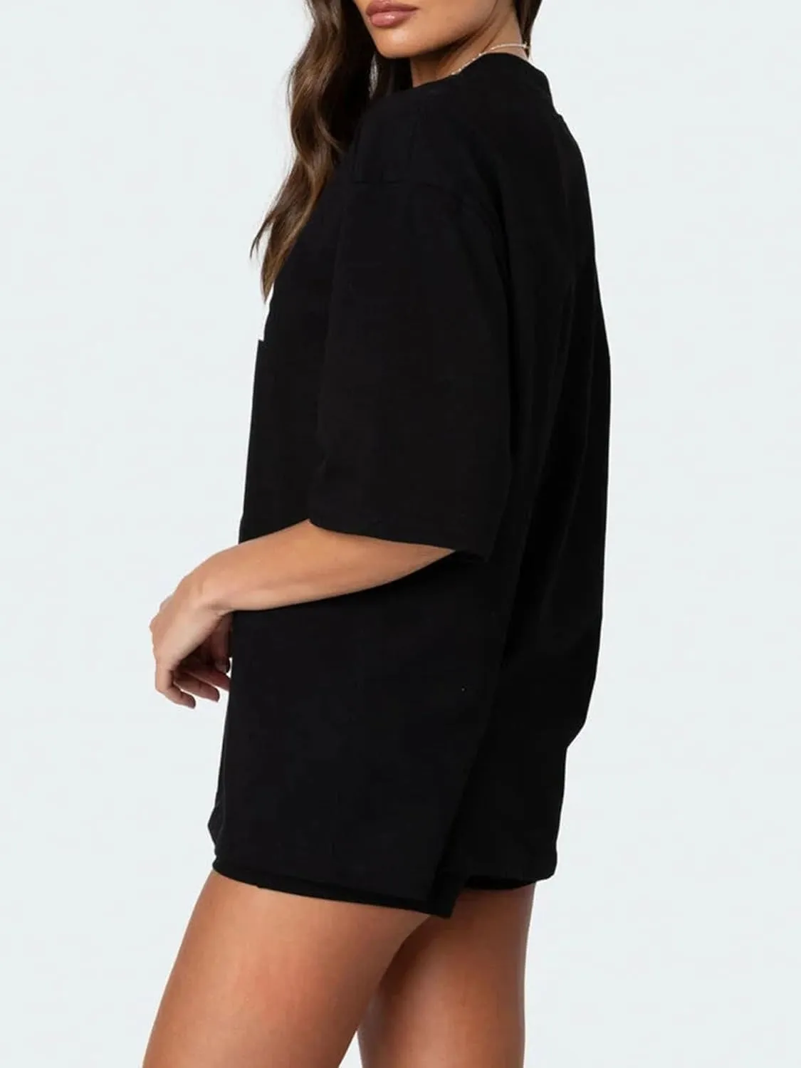 Sunloudy Oversized Jersey Shirts for Women Number Graphic Baggy Tees 90s V Neck Half Sleeve T-Shirts Streetwear Clothes