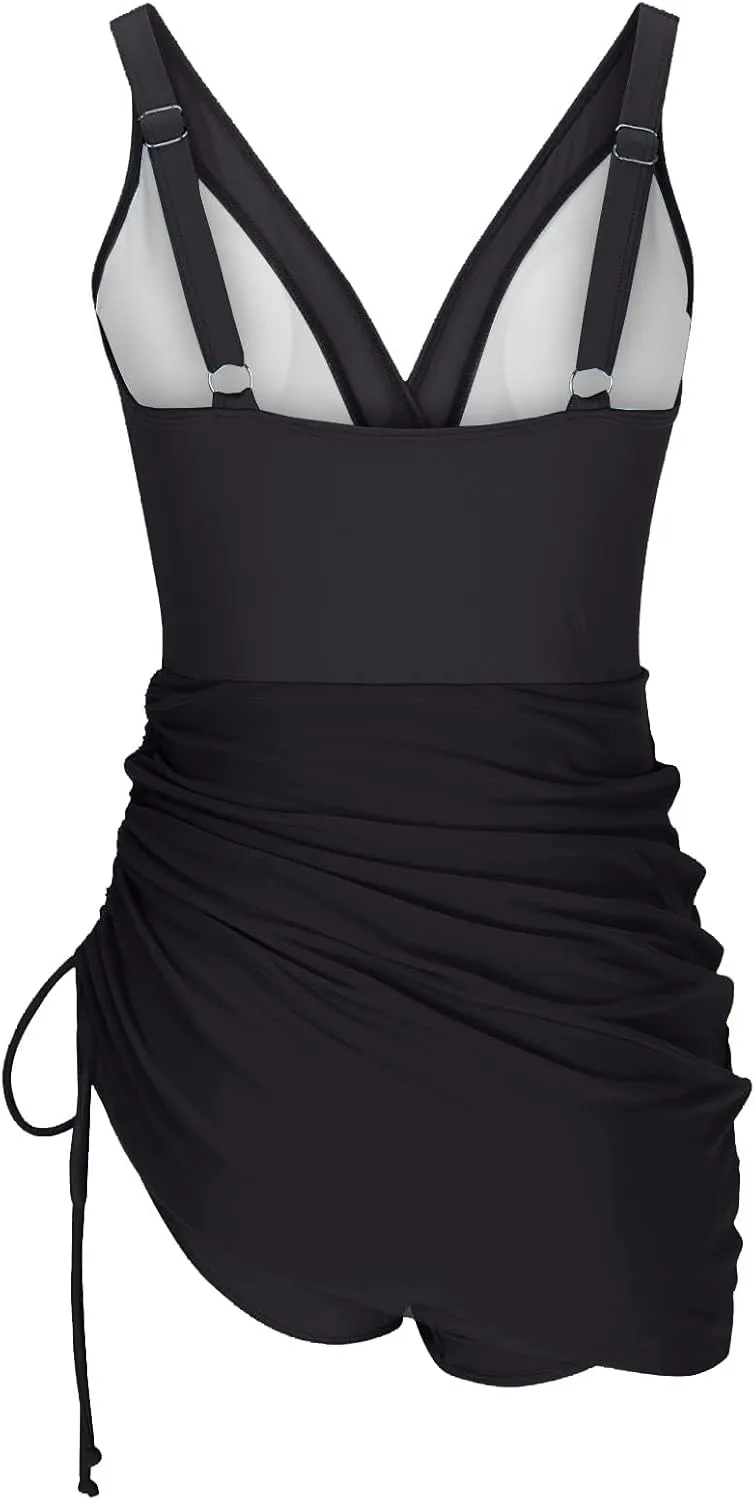 Swim Dress Women Mesh One Piece Swimsuit Tummy Control Bathing Suit Slimming Sheer Sarong Wraps Swim Suits