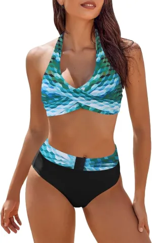Swim Suits for Women 2025 High Waisted Bikini Sets Tummy Control Swimsuit Two Piece Bathing Suit