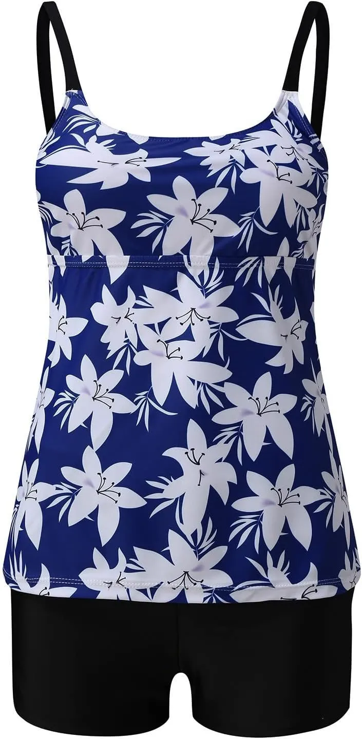 Swim Suits for Women 2025 Loose Bathing Suit Modest Swimsuit Tops Two Piece Tankini with Shorts Floral Swimwear Outfit