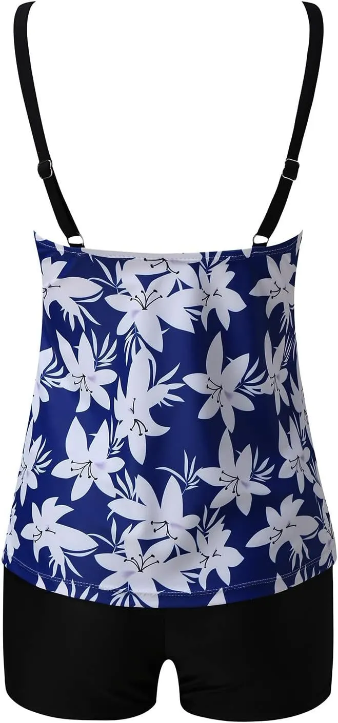 Swim Suits for Women 2025 Loose Bathing Suit Modest Swimsuit Tops Two Piece Tankini with Shorts Floral Swimwear Outfit
