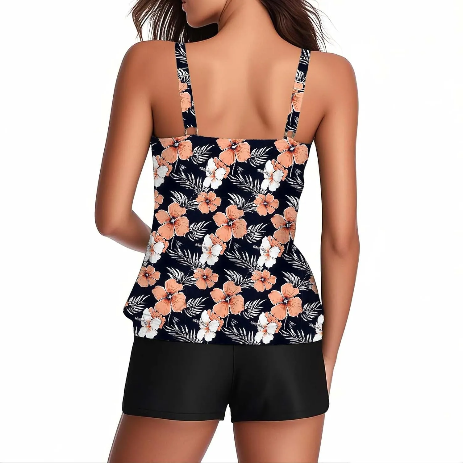 Swim Suits for Women 2025 Two Piece Blouson Tankini Swimsuit Swim Tankini Tank Top with Boyshorts Modest Bathing Suit