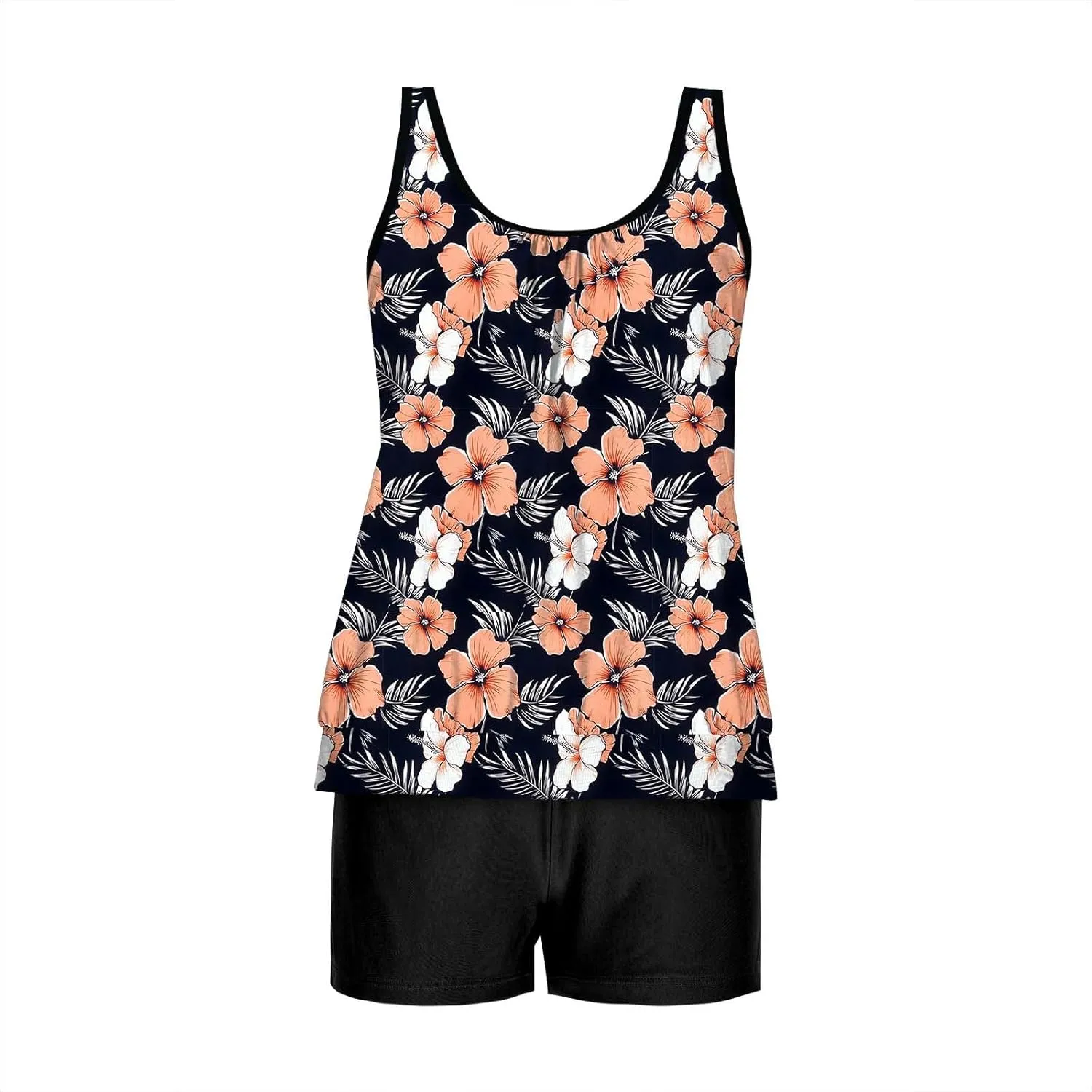 Swim Suits for Women 2025 Two Piece Blouson Tankini Swimsuit Swim Tankini Tank Top with Boyshorts Modest Bathing Suit