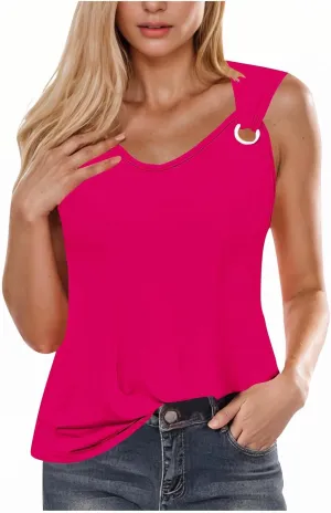 Tank Top for Women 2025 Dressy Casual Summer V Neck Sleeveless Camisole Ring Straps Loose Fit Workout Basic Shirts