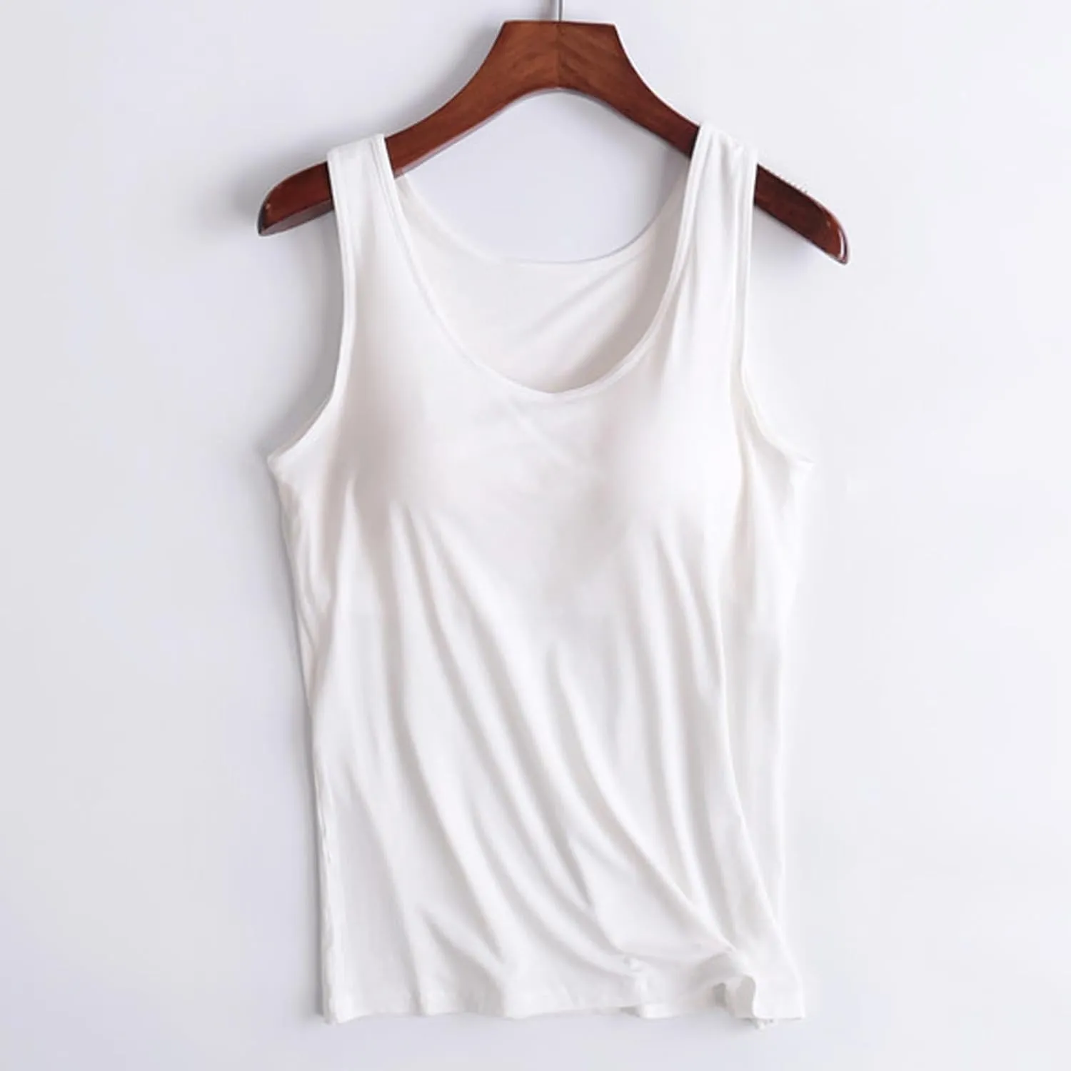 Tank Tops with Built in Bra Women Modal Padded Yoga Camisole Shelf Bras Plus Size Basic Racerback Workout Undershirt