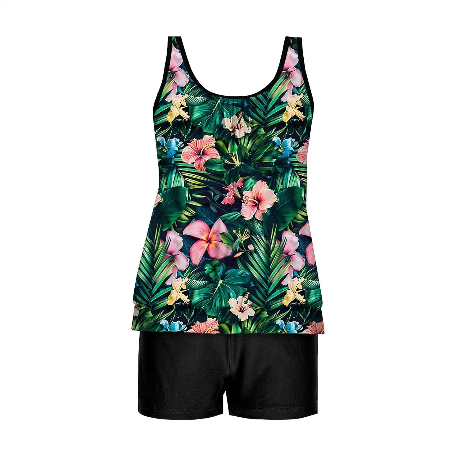 Tankini Swimsuits for Women Two Piece Bathing Suits Summer Bikini Swim Tank Top with Graphic Boyshorts Swimwear Sets