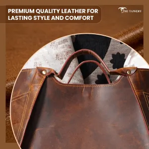 Tannery Genuine Full Grain Leather Shoulder Tote Bag for Women Large Handbag Ladies Purse Adjustable Strap Satchel Travel Bag