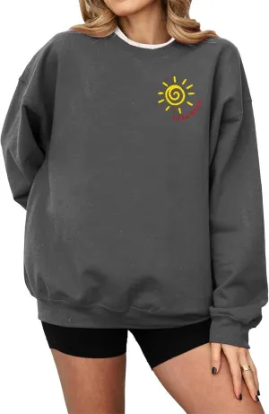 Teen Girls Preppy Sweatshirts Fashion Solid Cute Graphic Long Sleeve Crewneck Pullovers Fall Hoodless Loose Hoodie