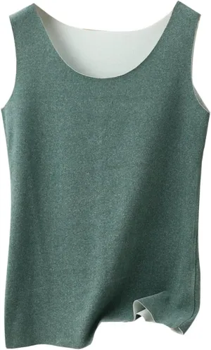 Thermal Cotton Tank Top for Women Fleece Cami Shirt Sleeveless Camisole Base Layer Seamless Warm Vest Scoop Neck