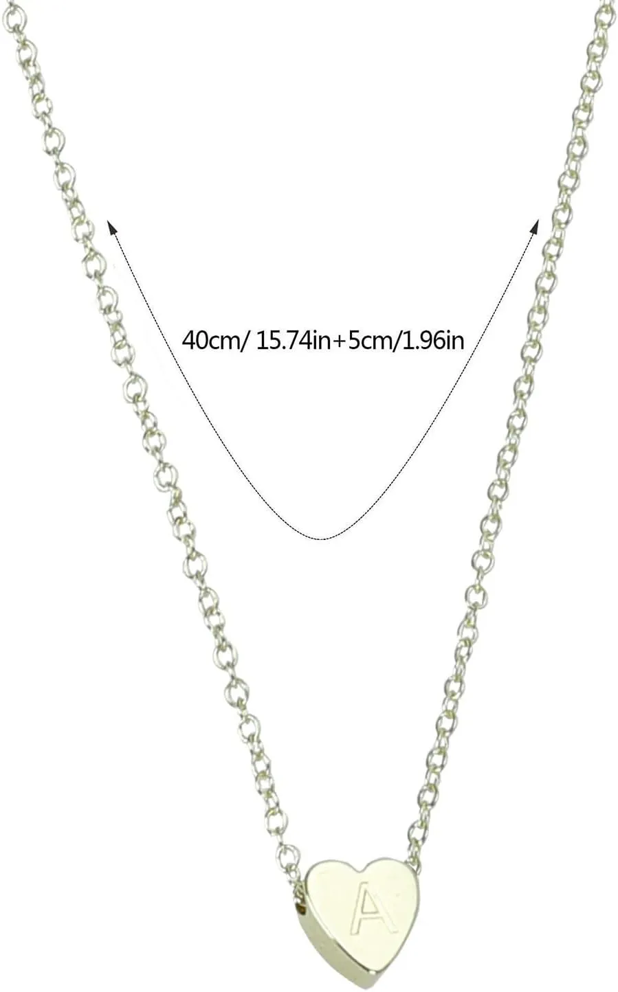 Tiny Gold Initial Heart Necklaces,Gold Plated Sterling Silver Initial Letter Pendant Choker Chain Trendy Jewelry Gifts for Women