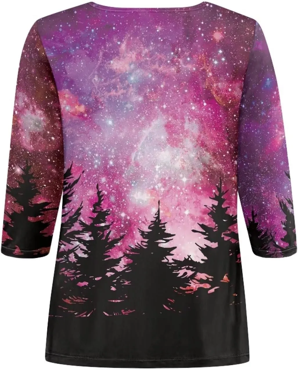 TODIYADDU Plus Size Tops for Women 3/4 Sleeve Blouse with Soft Fabric Novelty Tunic Tops for Teen Girls Long Sleeve T-Shirt