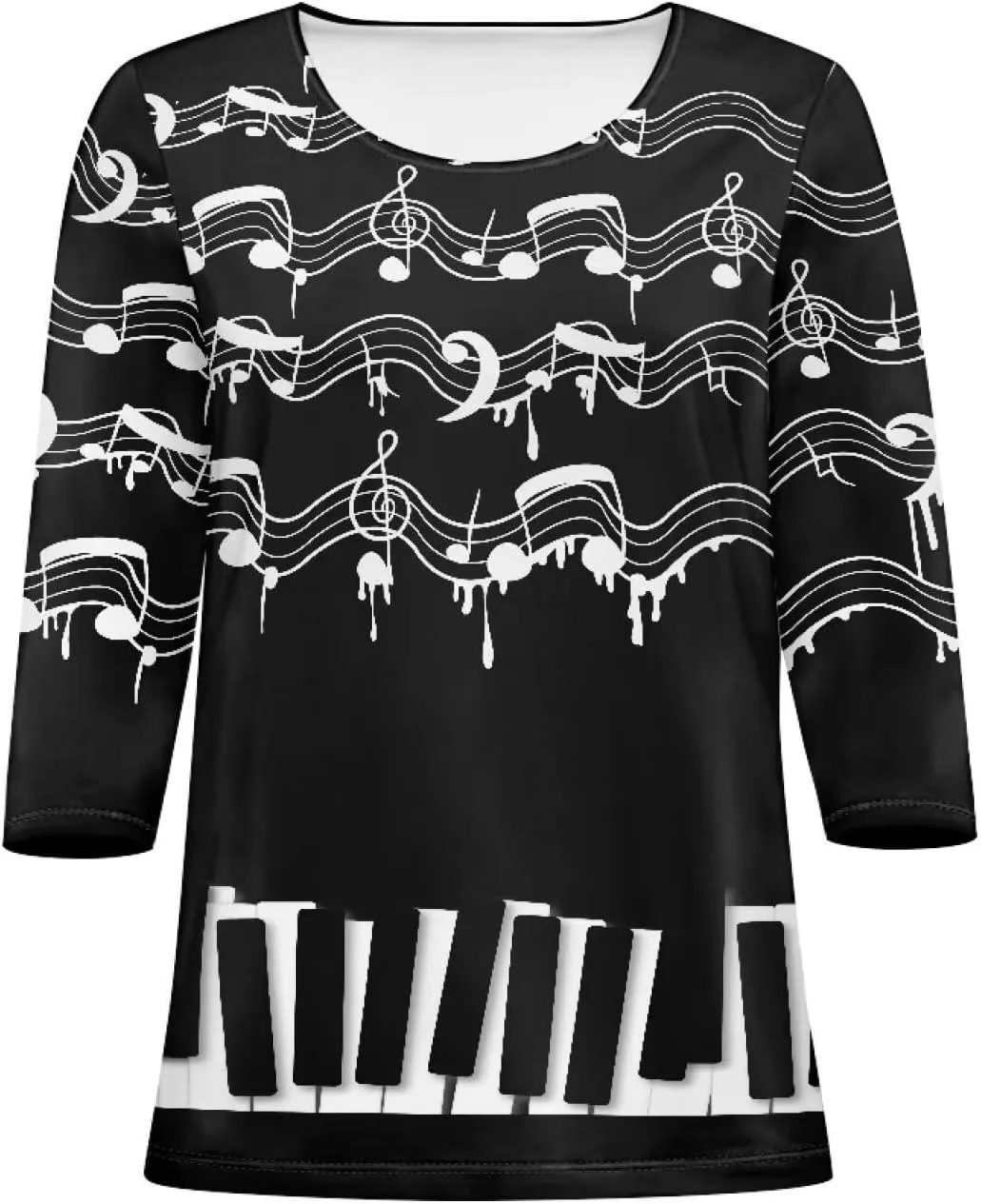 TODIYADDU Womens 3/4 Sleeve Tops with Exquisite Prints Long Sleeve T-Shirts Casual Tunic Tops Trendy Blouse for Girls Clothes