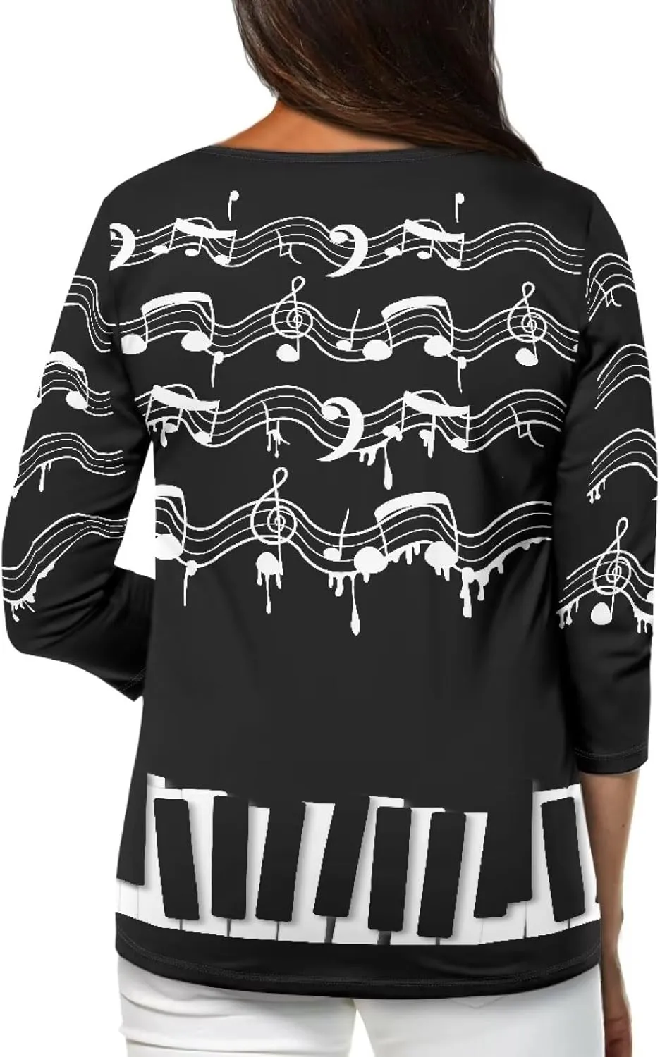 TODIYADDU Womens 3/4 Sleeve Tops with Exquisite Prints Long Sleeve T-Shirts Casual Tunic Tops Trendy Blouse for Girls Clothes