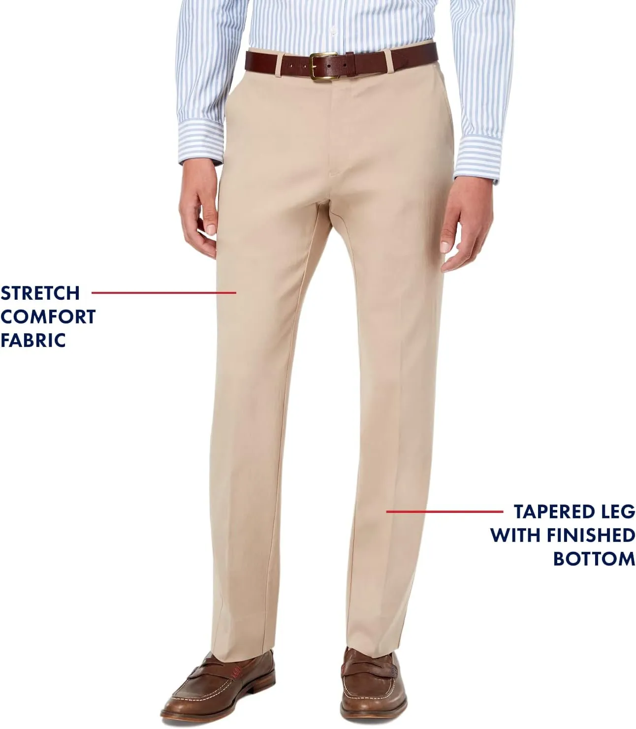 Tommy Hilfiger Men's Classic Stretch Chino Pants  Modern Fit, Wrinkle & Water-Resistant, Versatile & Comfortable