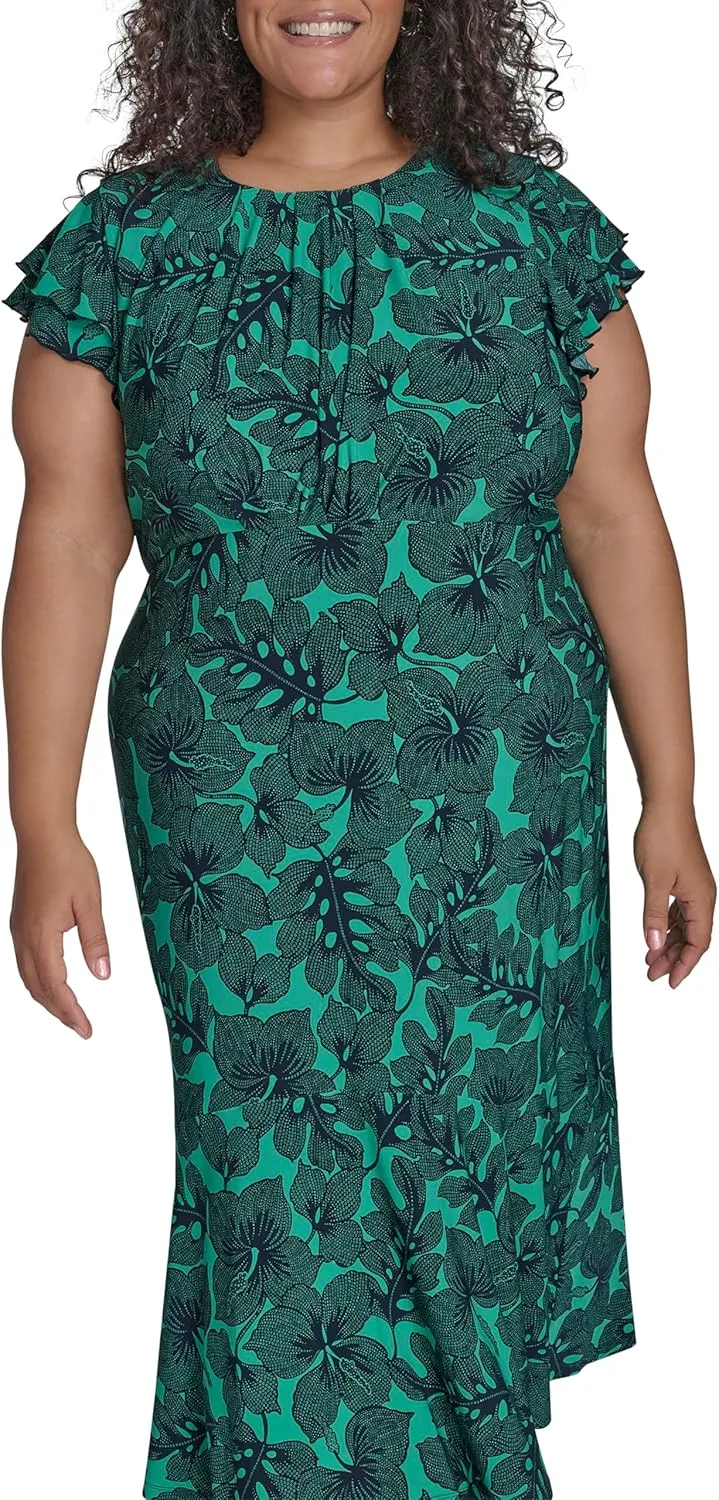 Tommy Hilfiger Women's Flutter Sleeves Jersey Midi Dress