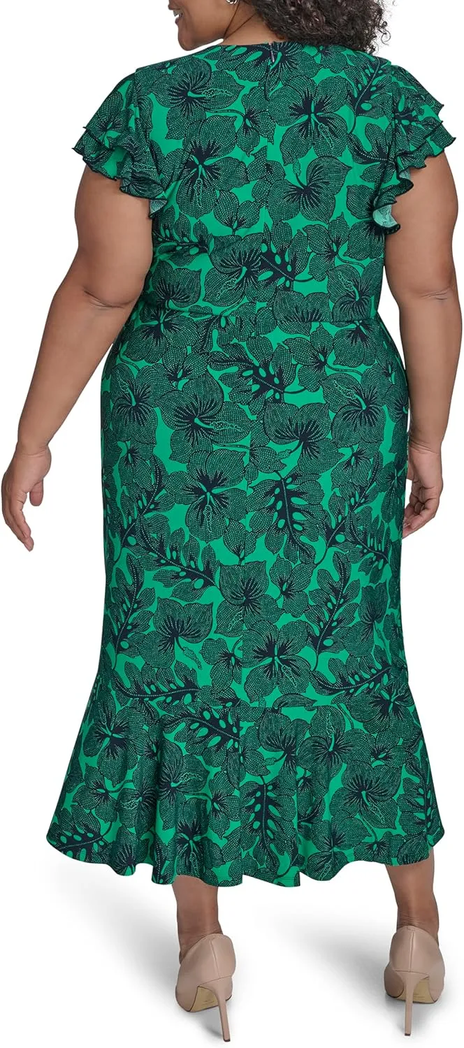 Tommy Hilfiger Women's Flutter Sleeves Jersey Midi Dress