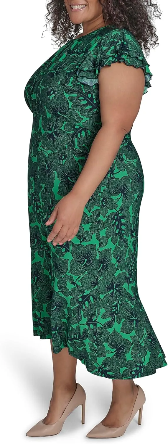 Tommy Hilfiger Women's Flutter Sleeves Jersey Midi Dress