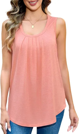 Totatuit Womens Summer Tank Tops 2025 Flowy Sleeveless Tunic Scoop Neck Loose Fit T Shirts Tee Trendy Beach Vacation Outfits