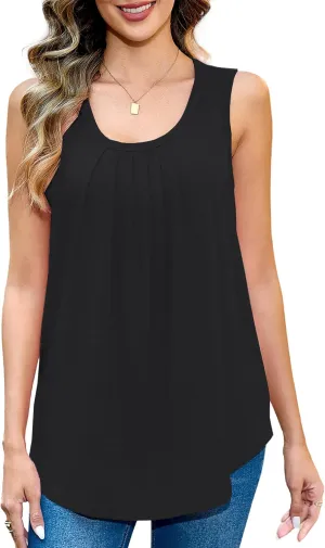 Totatuit Womens Summer Tank Tops 2025 Flowy Sleeveless Tunic Scoop Neck Loose Fit T Shirts Tee Trendy Beach Vacation Outfits
