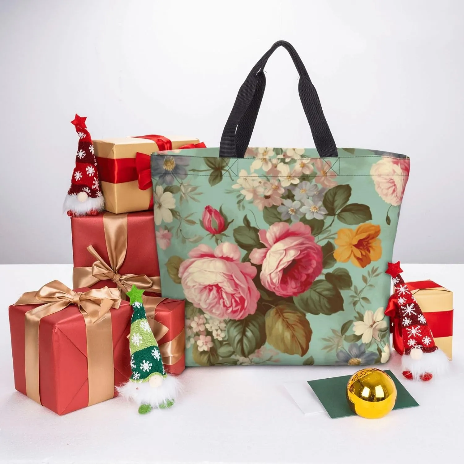 Tote Bag for Women Reusable Grocery Bags White Peacock Tote Bag with Inner Pocket Travel Tote for Shopping