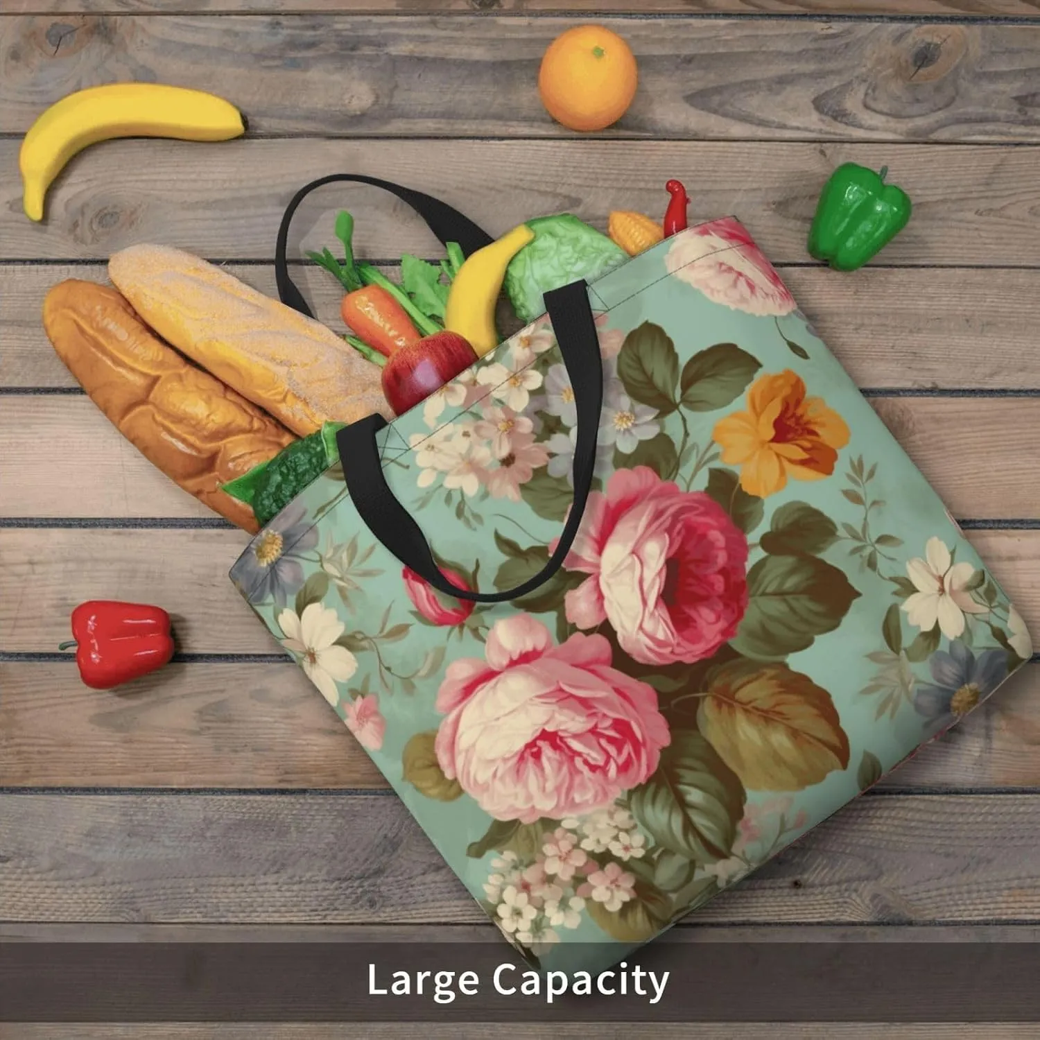 Tote Bag for Women Reusable Grocery Bags White Peacock Tote Bag with Inner Pocket Travel Tote for Shopping