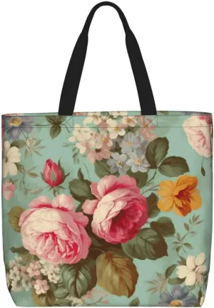 Tote Bag for Women Reusable Grocery Bags White Peacock Tote Bag with Inner Pocket Travel Tote for Shopping