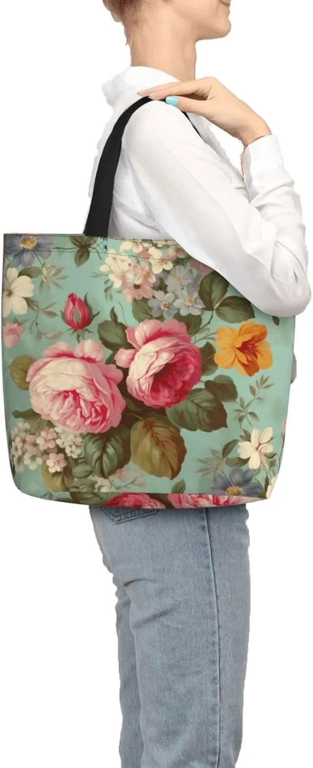 Tote Bag for Women Reusable Grocery Bags White Peacock Tote Bag with Inner Pocket Travel Tote for Shopping