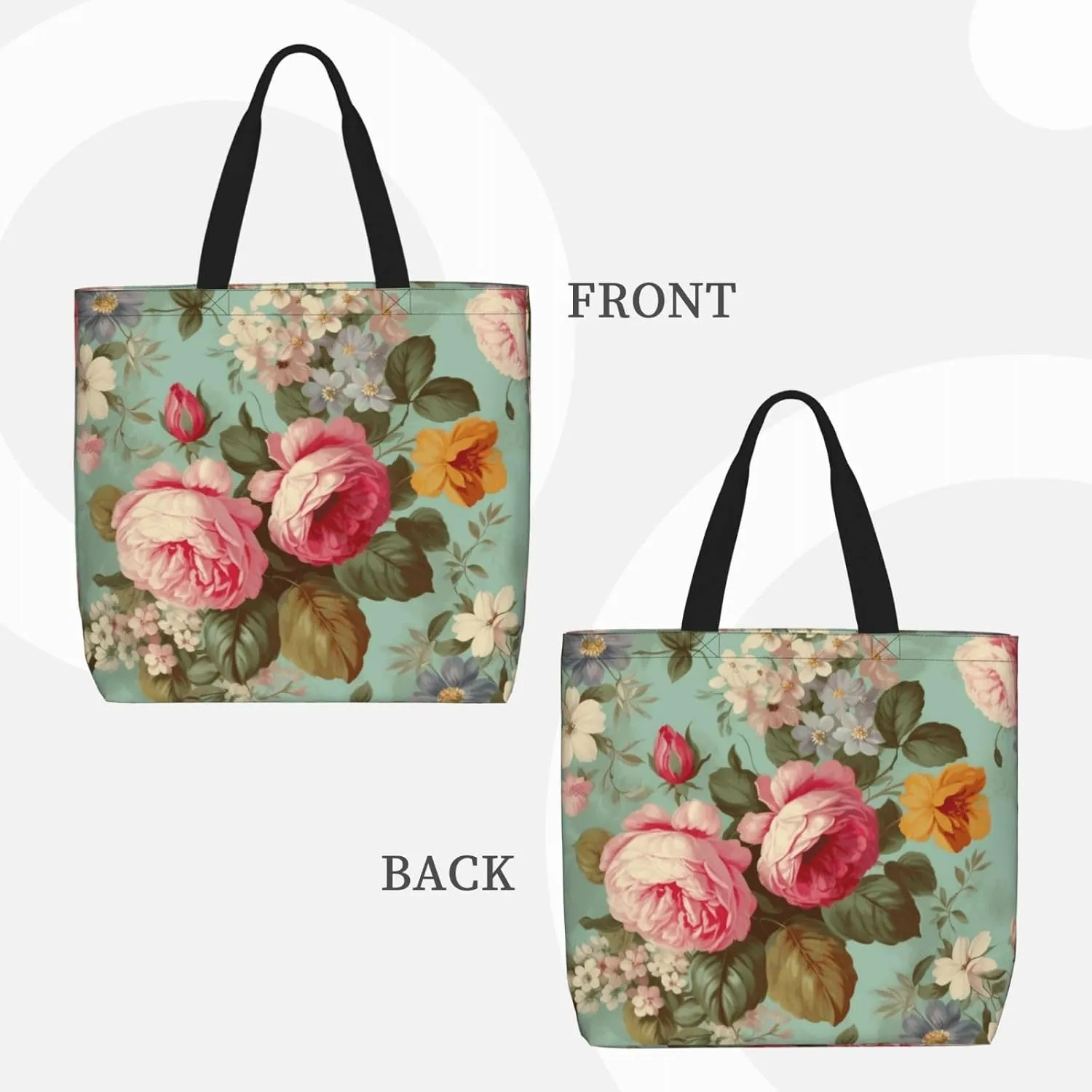 Tote Bag for Women Reusable Grocery Bags White Peacock Tote Bag with Inner Pocket Travel Tote for Shopping