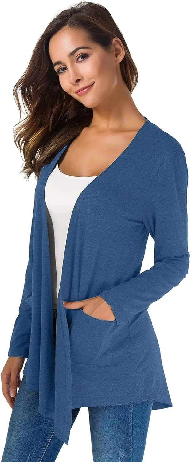 TownCat Cardigans for Women Loose Casual Long Sleeved Open Front Breathable Cardigans with Pockets