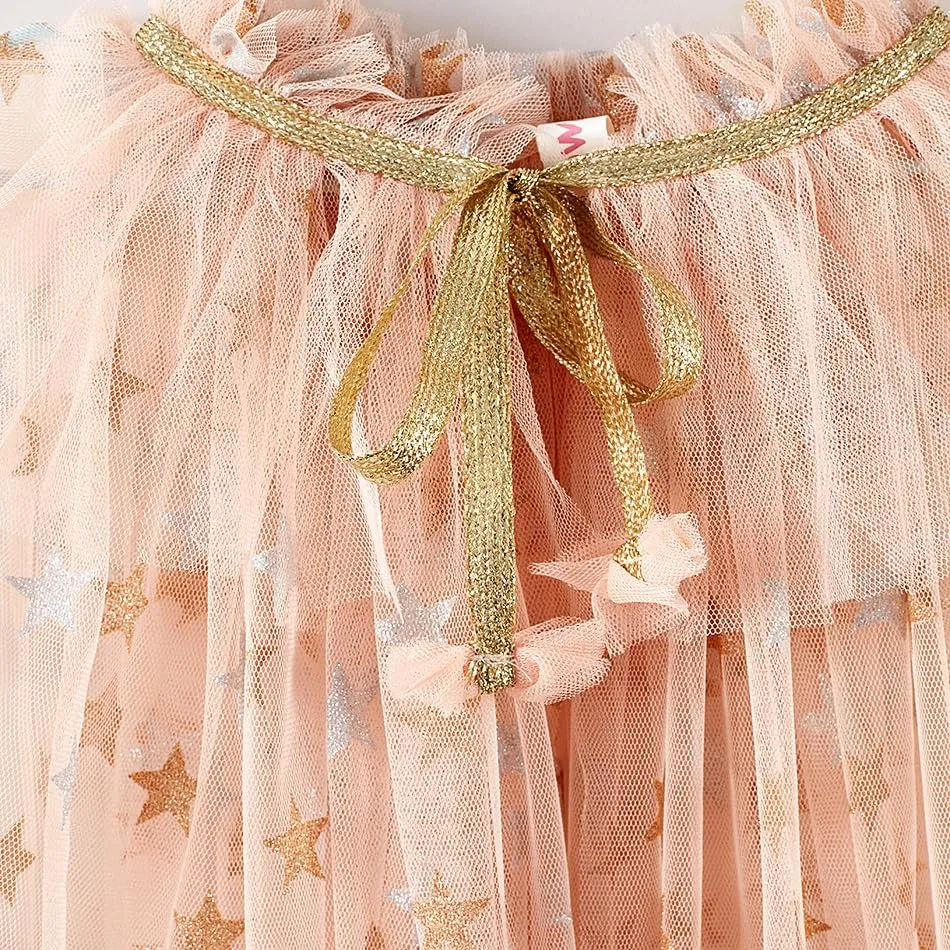 TPMG Princess Fairy Tulle Cape for Little Girls Halloween Costume with Dress Up Accessories Tiara Crown Wand Gloves