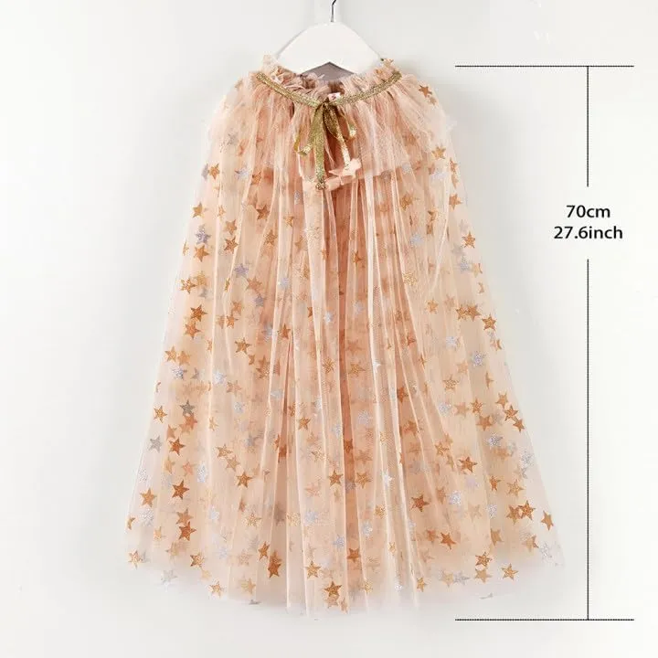 TPMG Princess Fairy Tulle Cape for Little Girls Halloween Costume with Dress Up Accessories Tiara Crown Wand Gloves