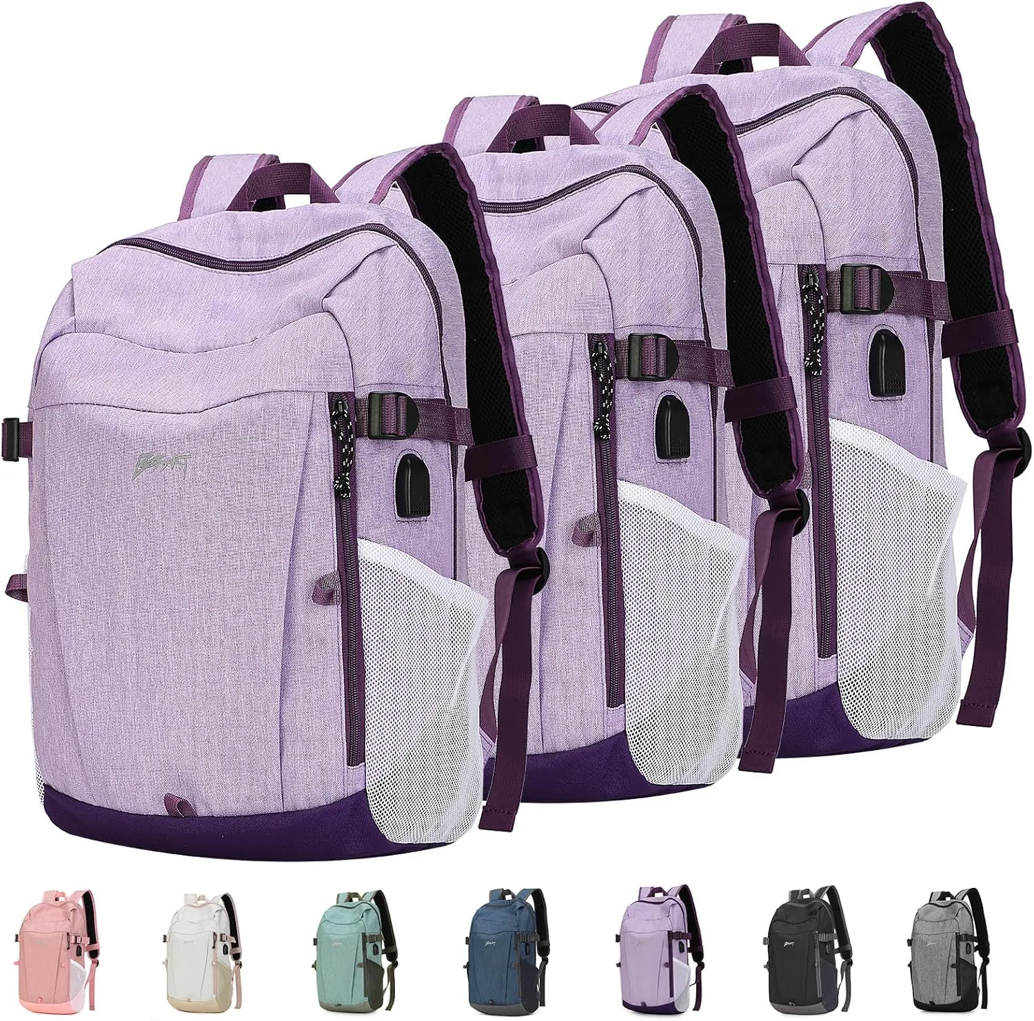 Travel Backpack for Women & Men, Lightweight Backpacks with USB Charging Port in 3 Size, TSA 13.5/15.6/17.3 inch Laptop Backpack, Casual Hiking Daypack for Camping Weekender Business Outdoor