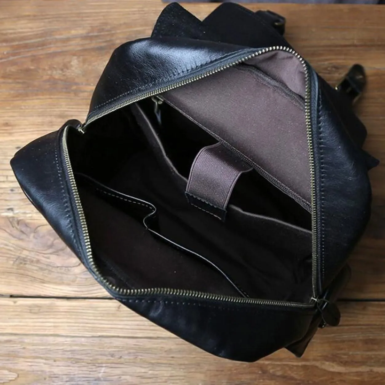 Travel Bags Genuine Leather Backpacks Mens Laptop Bags Computers Bags Casual Daypack Briefcases 13.4Inch(Brown)