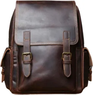 Travel Bags Genuine Leather Backpacks Mens Laptop Bags Computers Bags Casual Daypack Briefcases 13.4Inch(Brown)