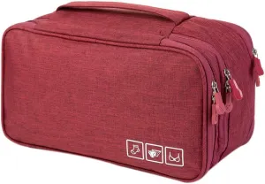 Travel Bra Underwaer Organizer Compact Lingerie Box Fornight Toiletry Bag (Wine red)