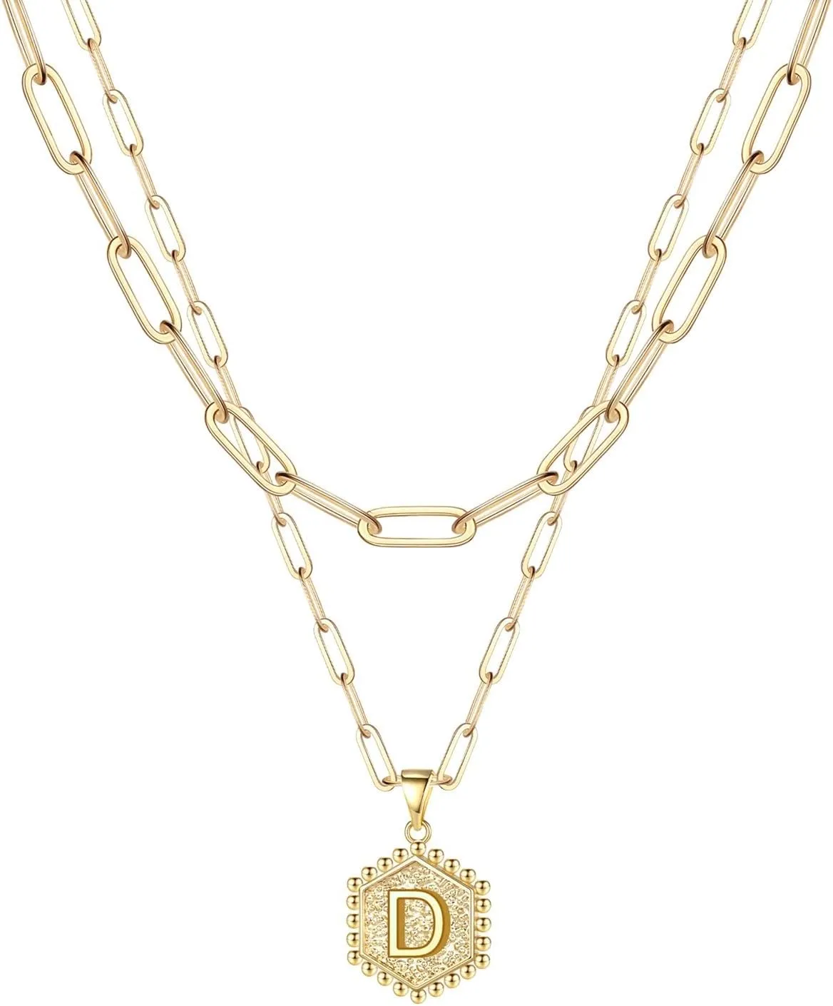 Trendy Layered Stackable Choker Necklace for Women,26 Alphabet Initial Gold Necklaces Dainty Gold Plated Pendant Necklace