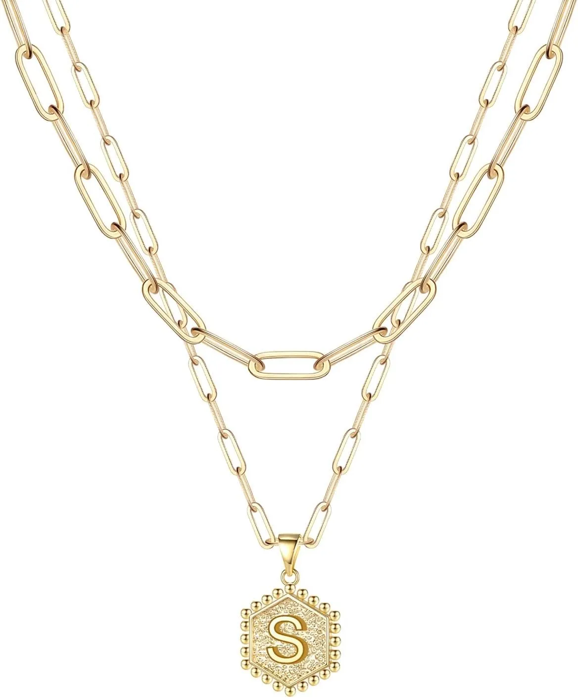 Trendy Layered Stackable Choker Necklace for Women,26 Alphabet Initial Gold Necklaces Dainty Gold Plated Pendant Necklace