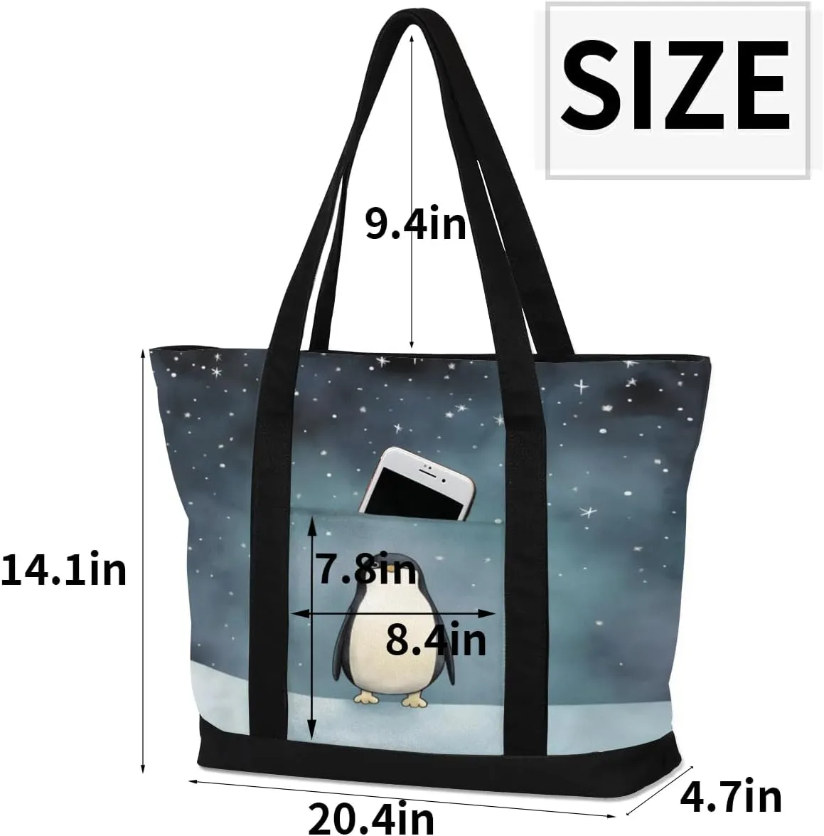 Types of Birds Stylish Canvas Tote Bag with an External Pocket Top Zipper Closure Tote Bag for Women
