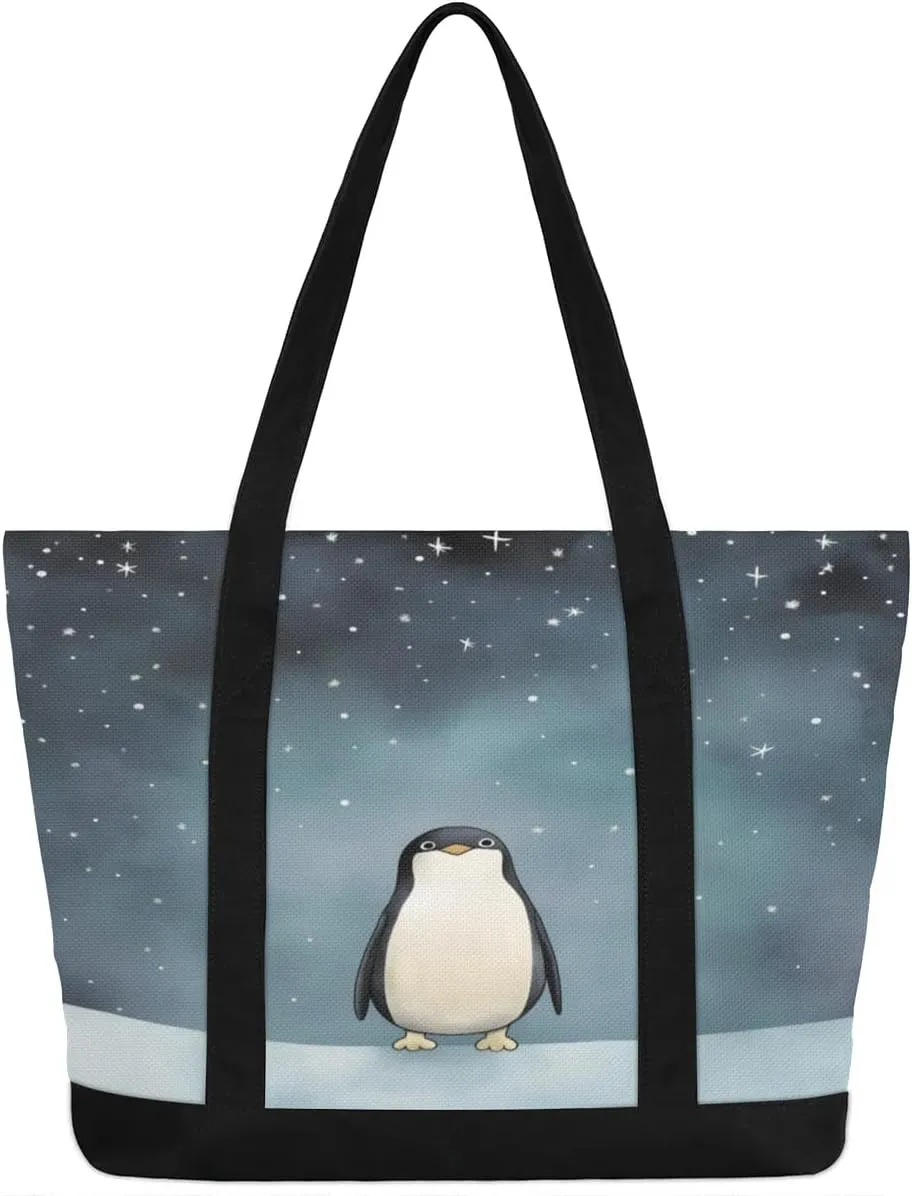 Types of Birds Stylish Canvas Tote Bag with an External Pocket Top Zipper Closure Tote Bag for Women