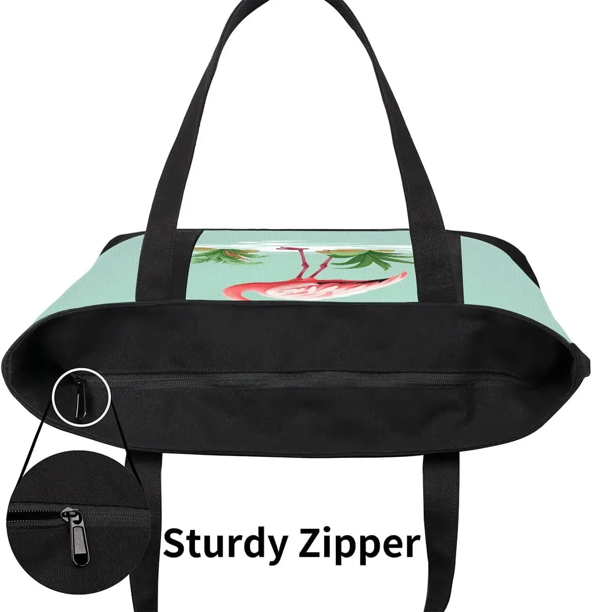 Types of Birds Stylish Canvas Tote Bag with an External Pocket Top Zipper Closure Tote Bag for Women