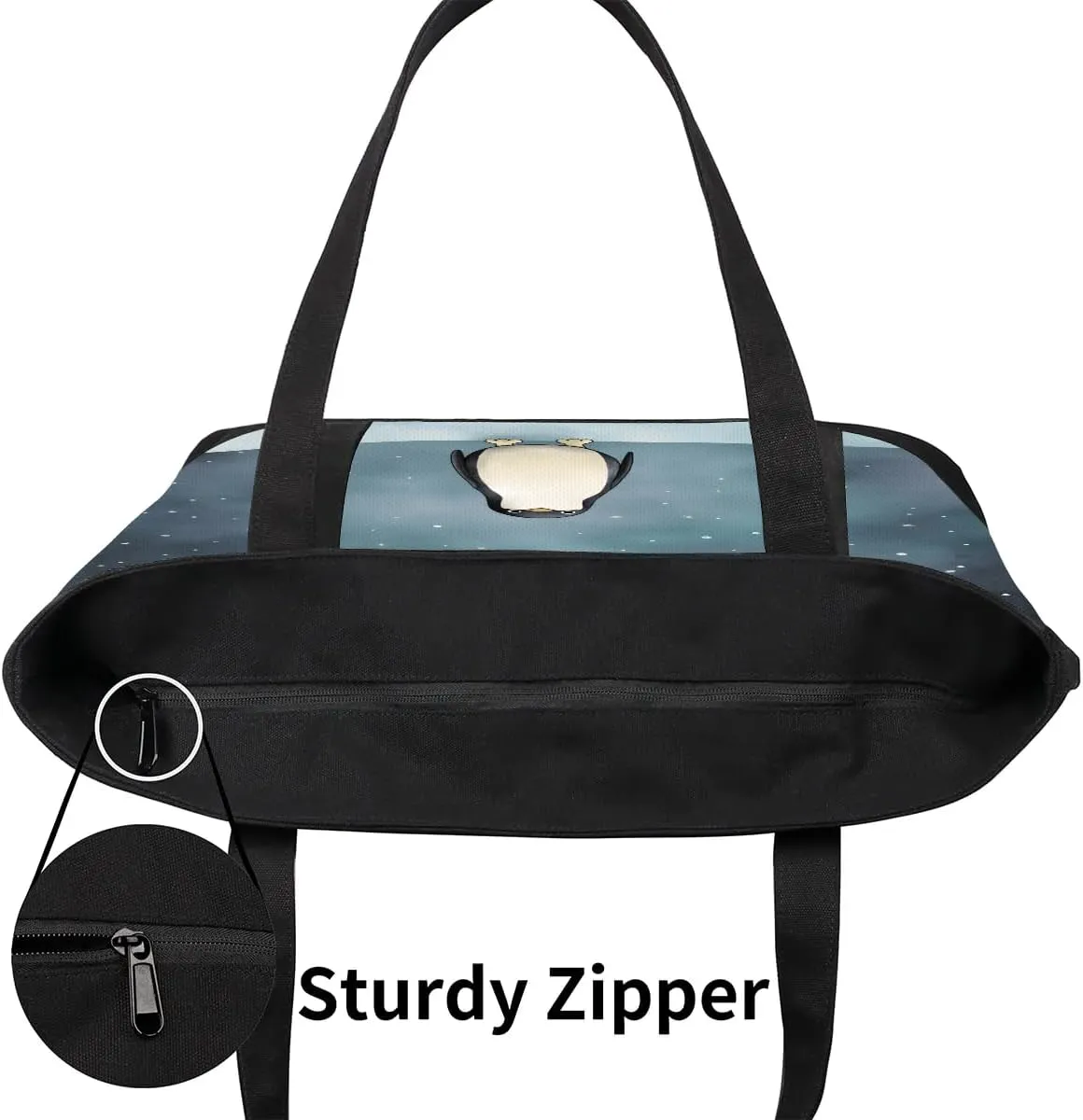 Types of Birds Stylish Canvas Tote Bag with an External Pocket Top Zipper Closure Tote Bag for Women